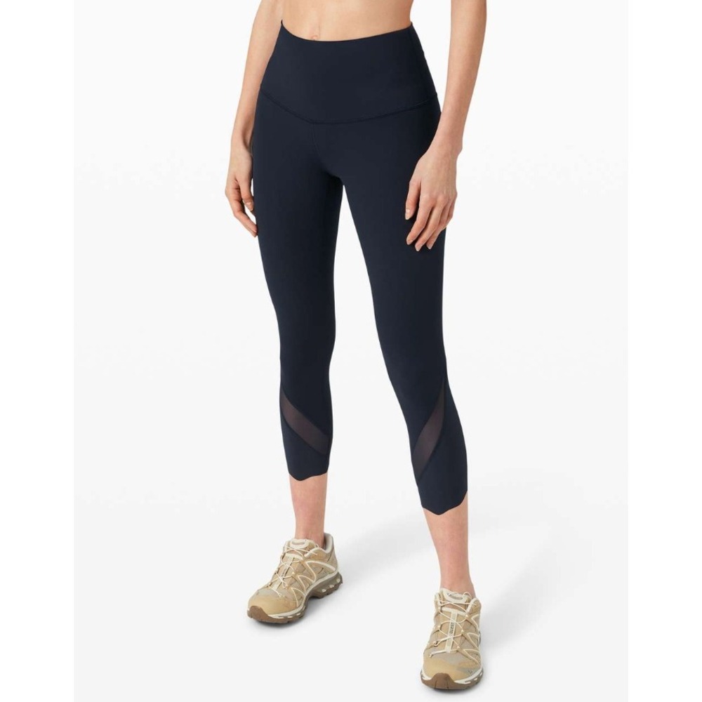 Lululemon Wunder Under HR Crop Roll Down Scallop Luxtreme Black Cropped 23", 8
